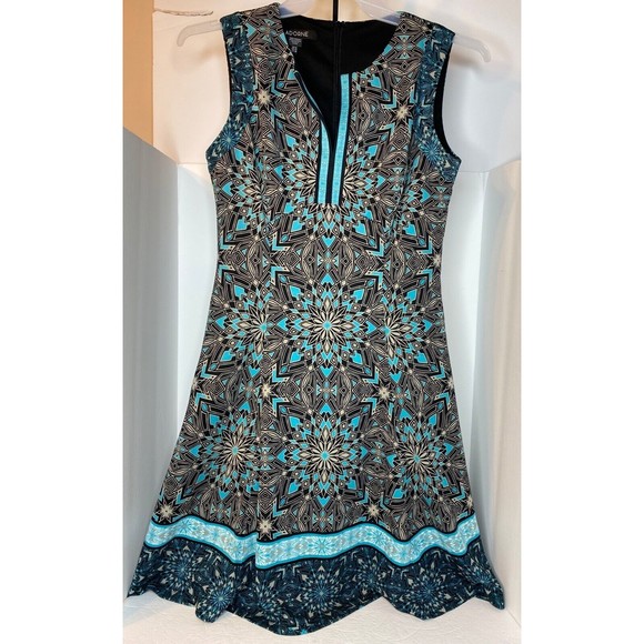 Adorne Women's Multicolor Polyester V-Neck Sleeveless Knee Length Dress Size 8 - Picture 2 of 16